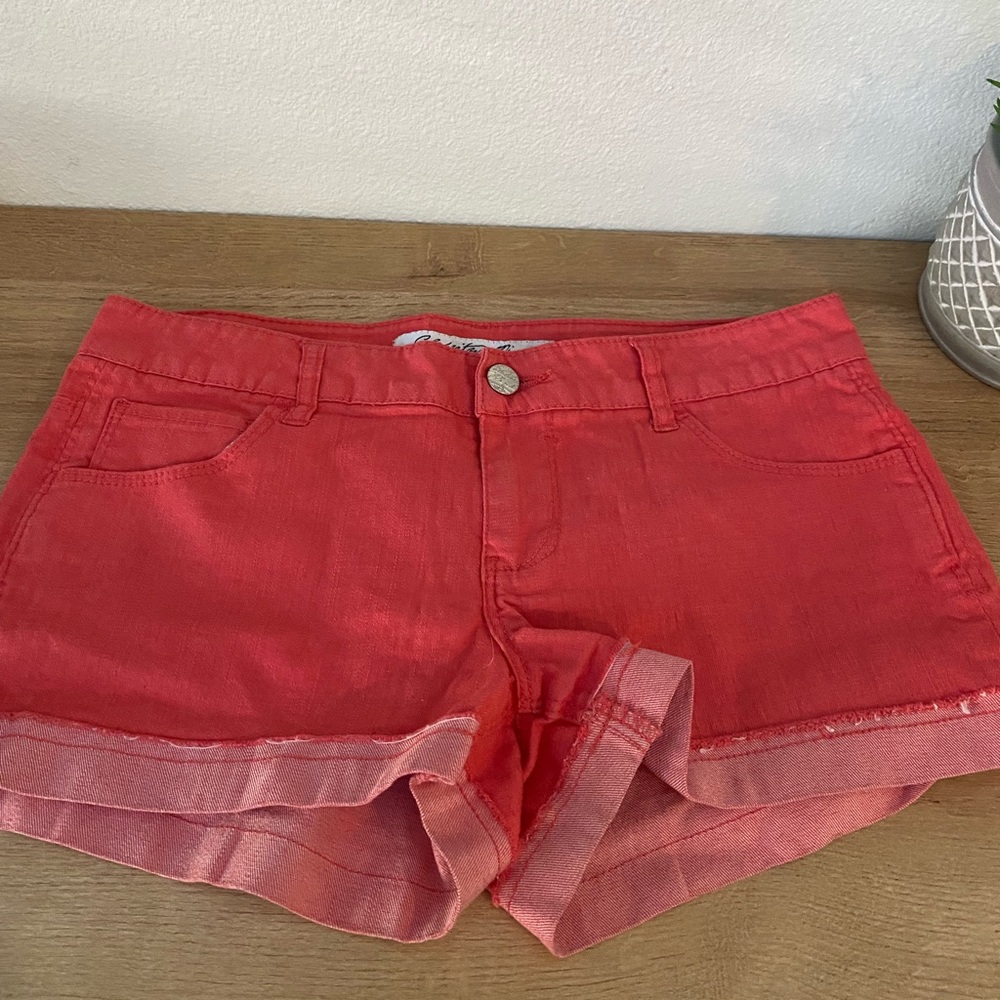 Coral jean like shorts